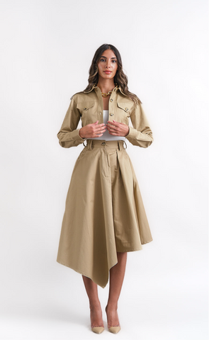 Asymmetric beige skirt