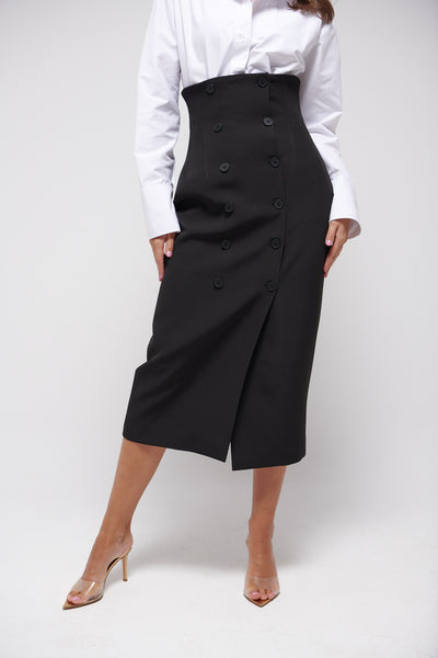BUTTONED PENCIL SKIRT
