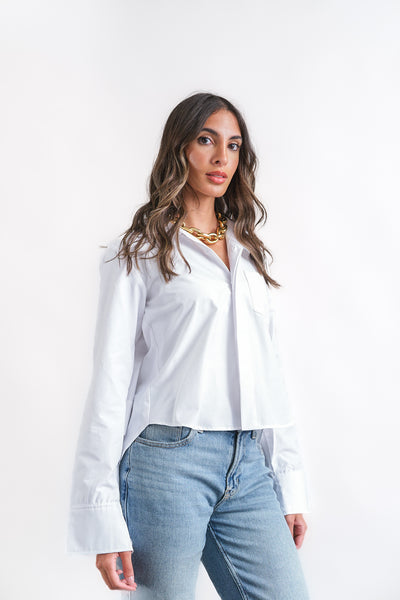 ruffled back shirt