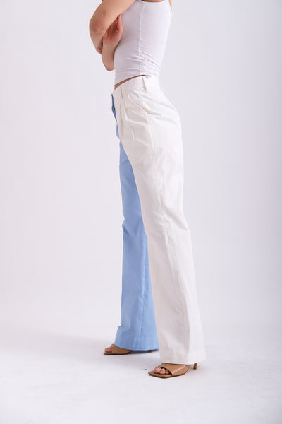 HALF BLUE HALF WHITE PANTS