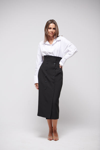 BUTTONED PENCIL SKIRT