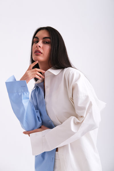 HALF BLUE HALF WHITE SHIRT