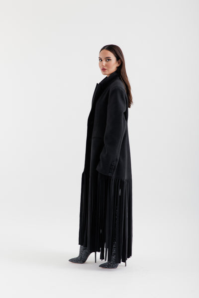 Black fringe coat