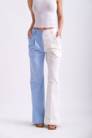 HALF BLUE HALF WHITE PANTS