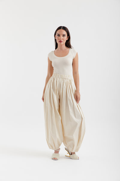 Beige balloon pants
