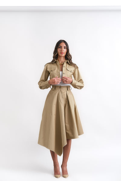 Asymmetric beige skirt
