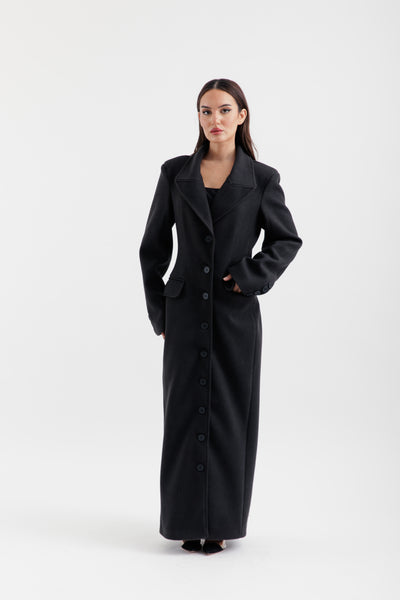 Black maxi wool coat
