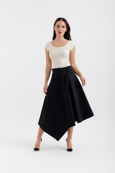 Black asymmetric skirt