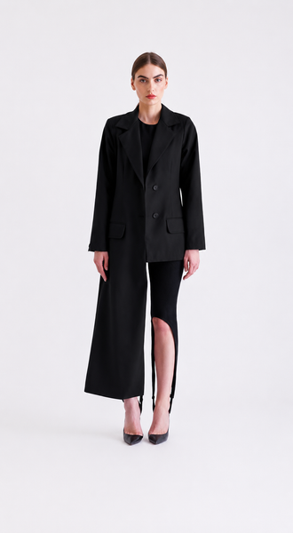 Asymmetric black blazer