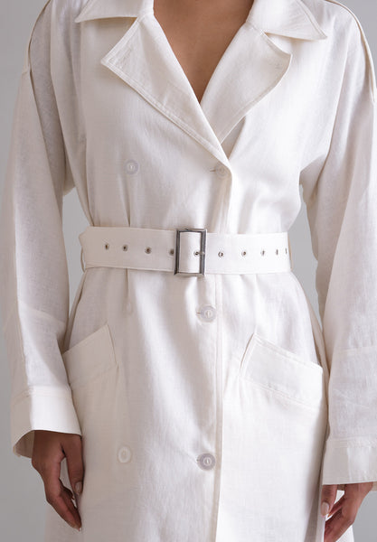 OFF WHITE LINEN TRENCH (LONG SLEEVE)