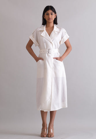 OFF WHITE LINEN TRENCH (SHORT SLEEVE)