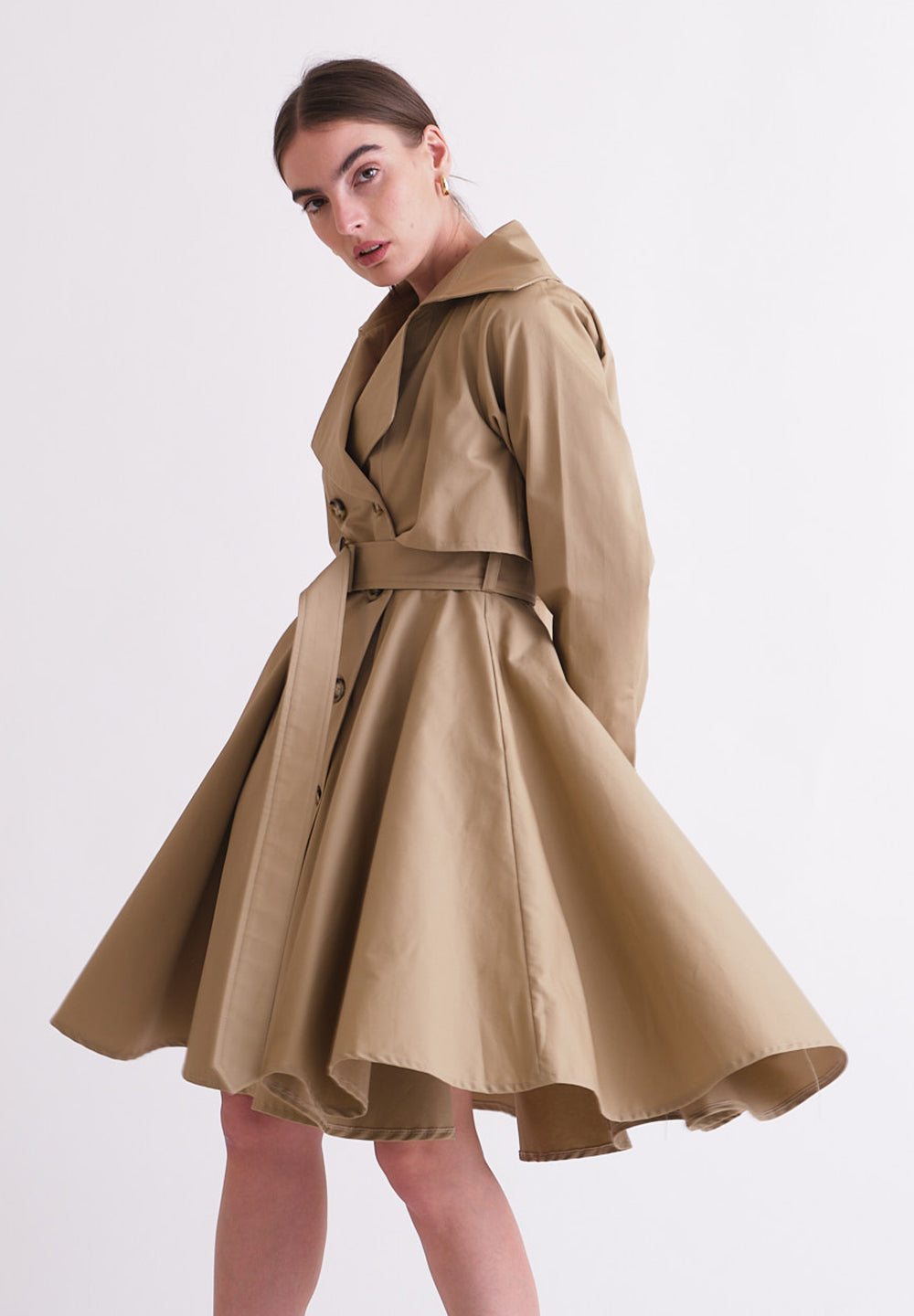 Muguet Rose Midi Trench Coat in Dark Beige