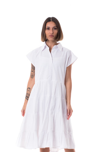 HALF SLEEVE WHITE SHIRT DRESS