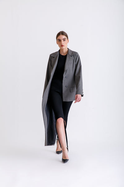 Asymmetric grey blazer