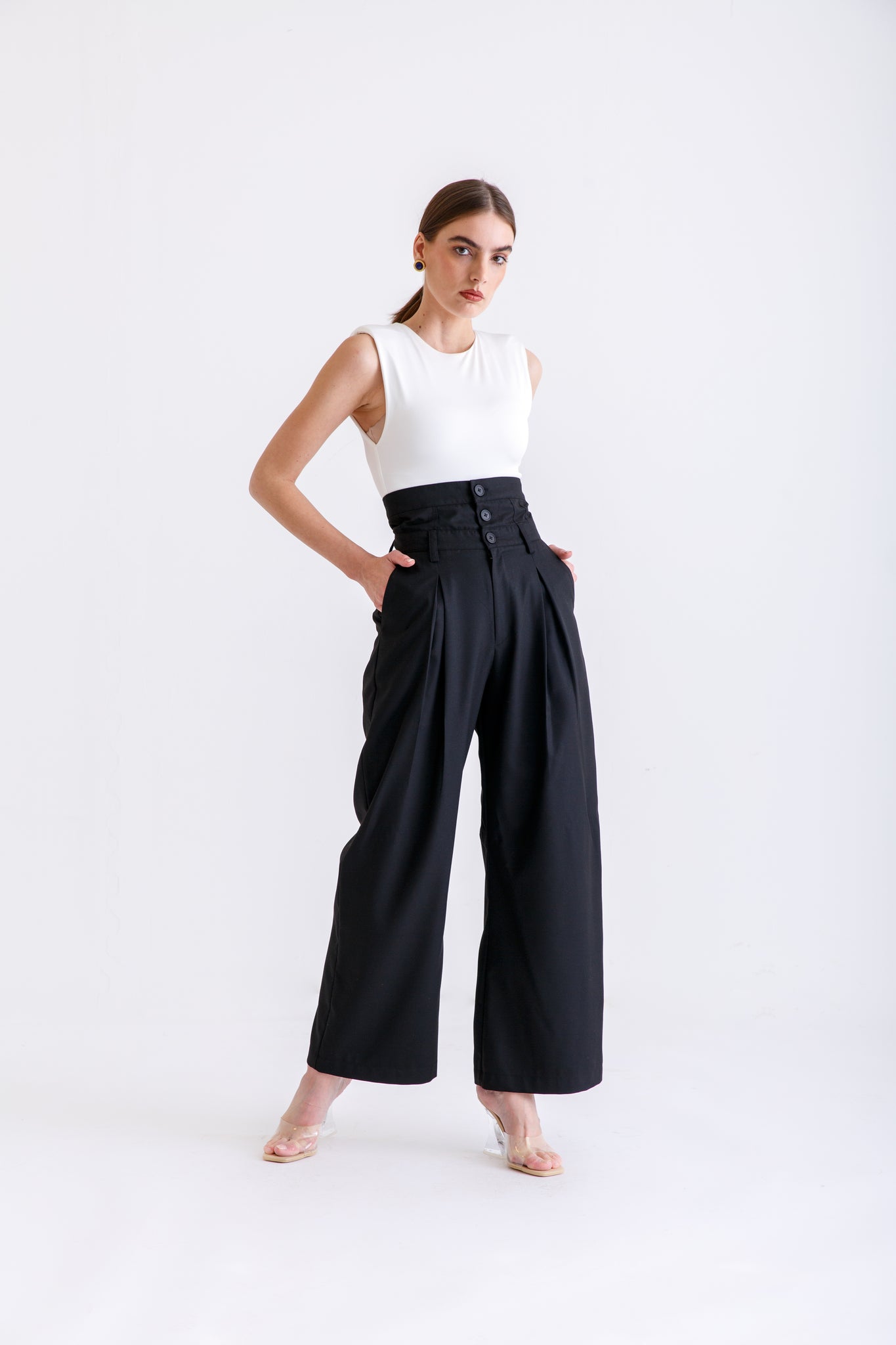 double waisted pants(black) – Rue15 by Muneera Al Majed