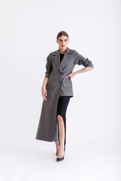 Asymmetric grey blazer