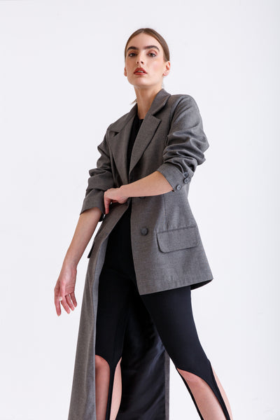 Asymmetric grey blazer