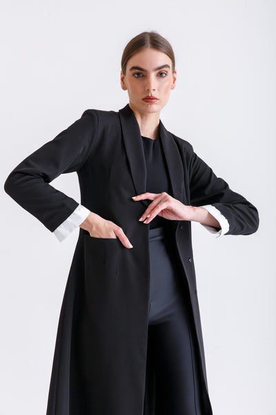 black maxi blazer