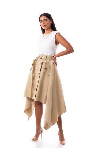 Asymmetric trench skirt